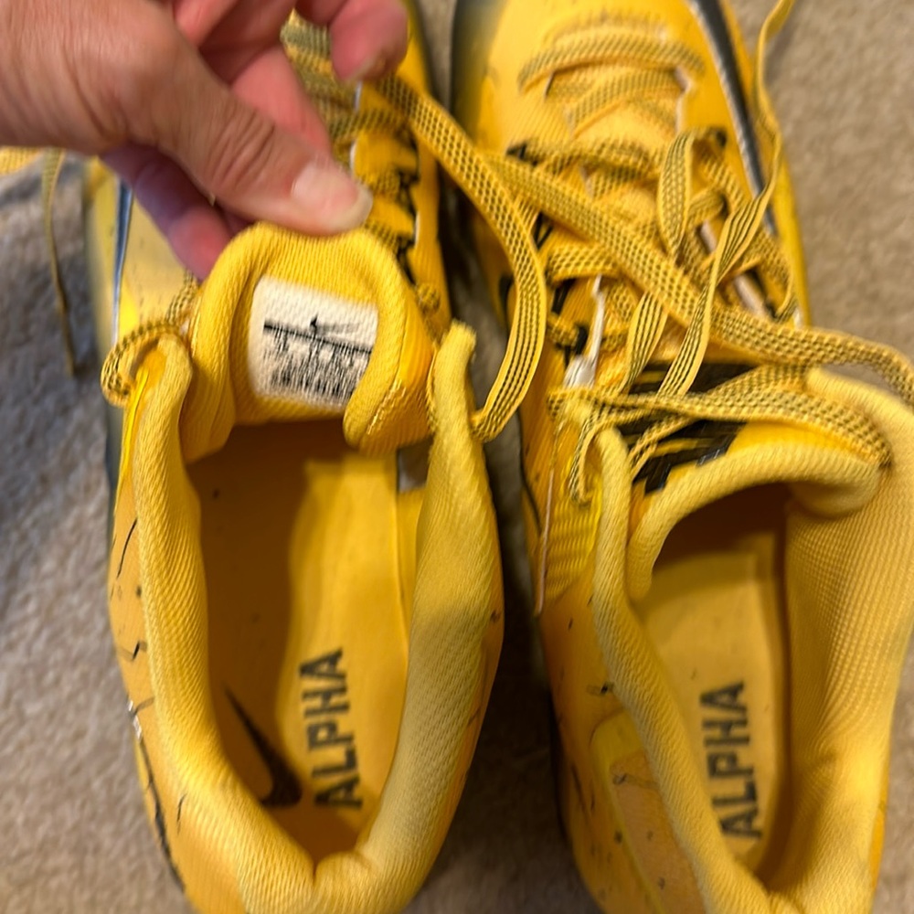 NIKE CLEATS ALPHA SKIN FOOTBALL GOLD/ BLACK SZ 15 WORN 1x Sz 15 - Picture 2 of 10